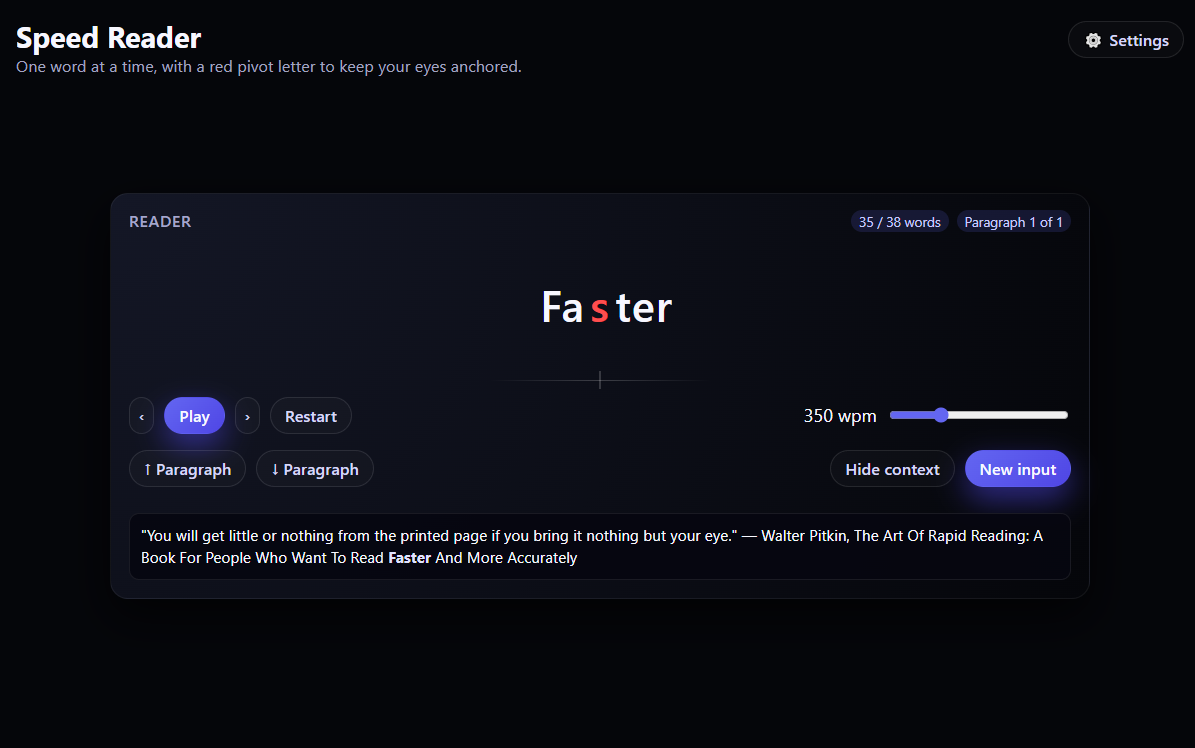 Speed Reader App